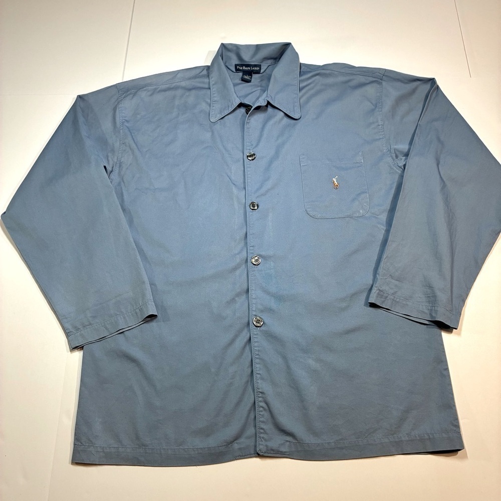 Polo Ralph Lauren Pajama Sleep Shirt Large Long Sleeve Blue - Picture 2 of 9